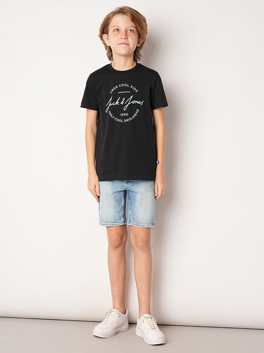 Light Blue Mid Rise Denim Shorts