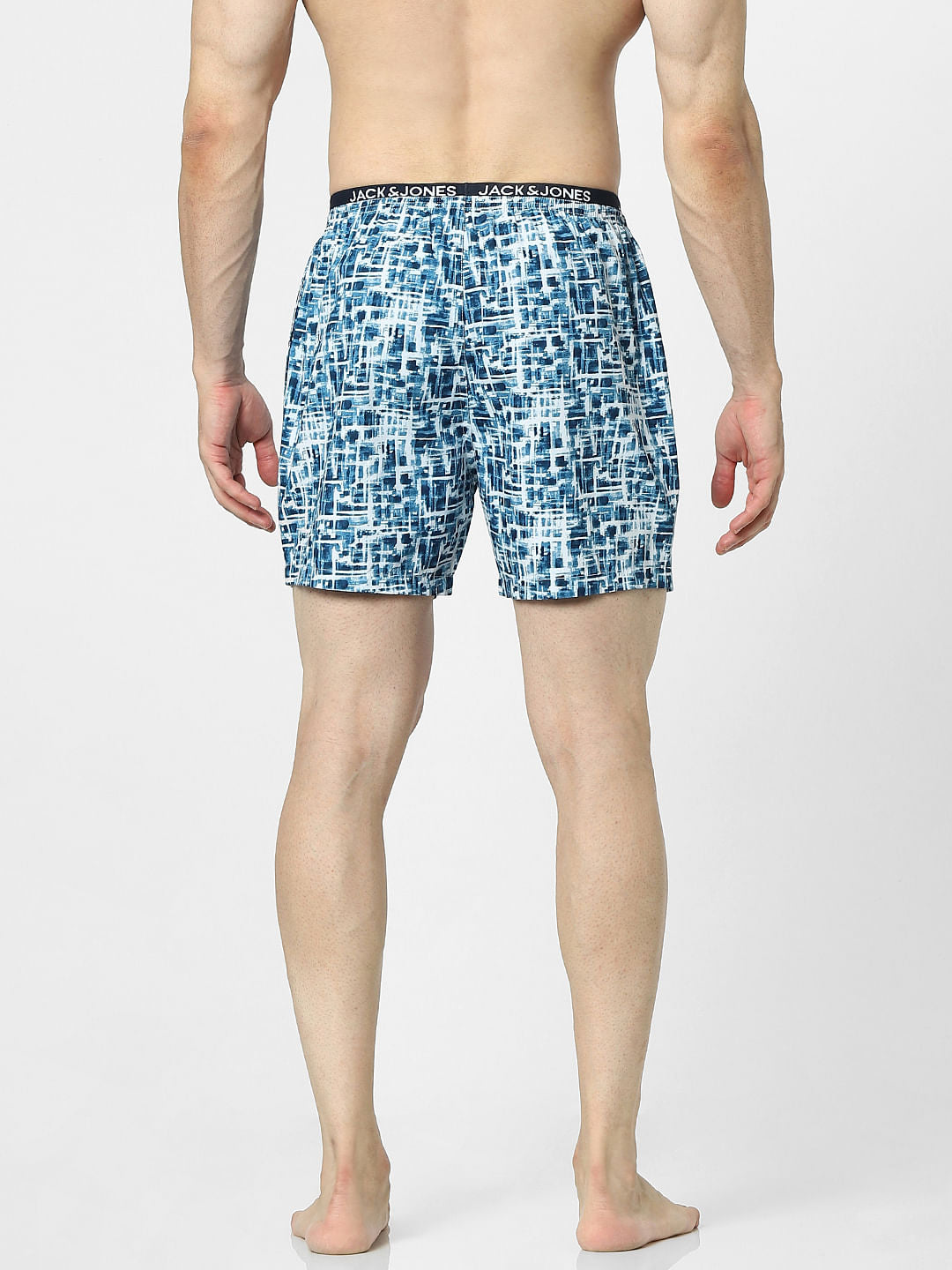 White Abstract Print Boxers