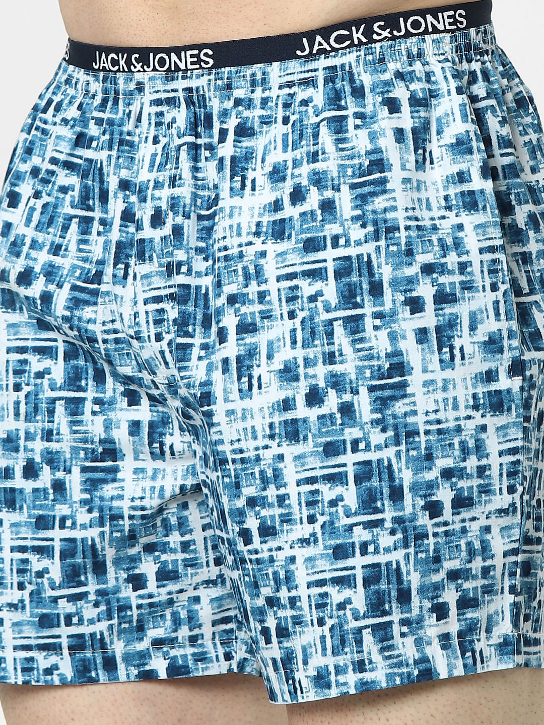 White Abstract Print Boxers