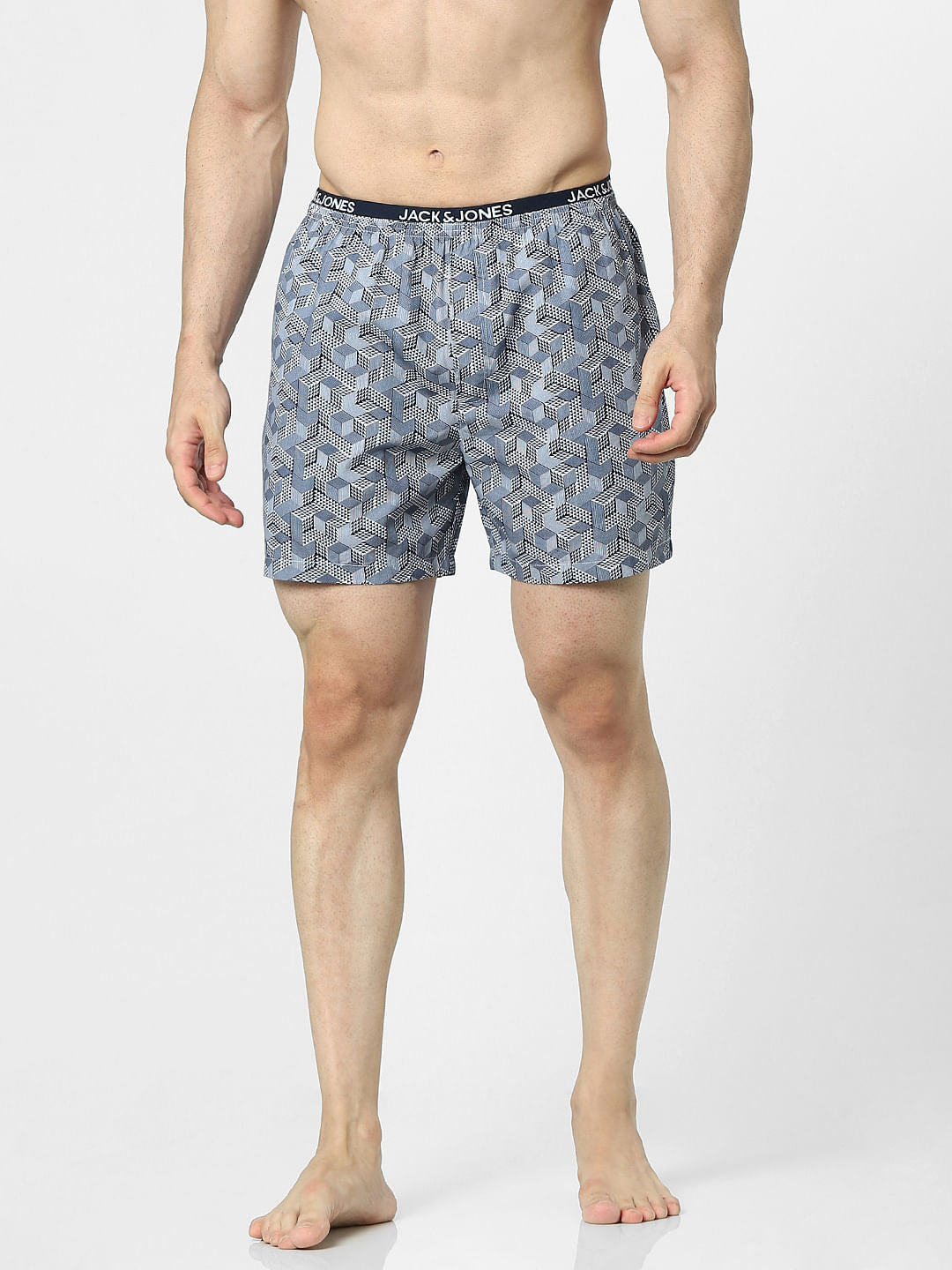 Blue Abstract Print Boxers - S