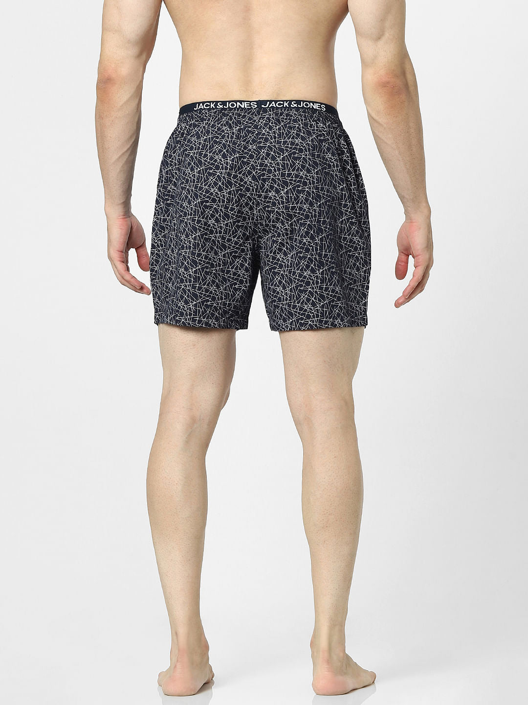 Navy Blue Geometric Print Boxers