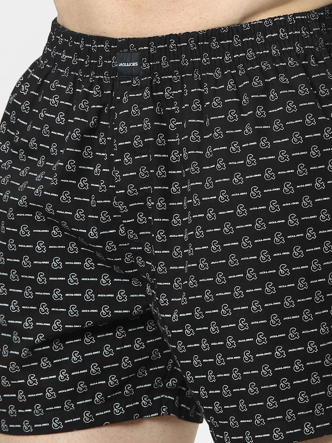 Black Logo Print Boxers