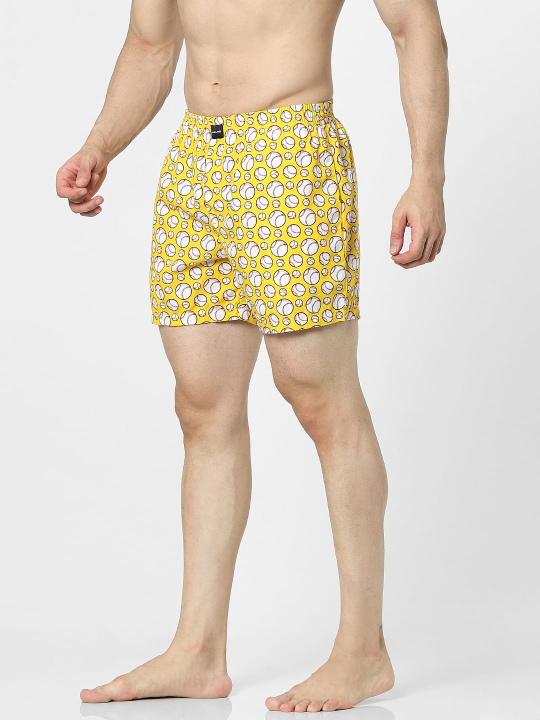 Yellow Baseball Print Boxers