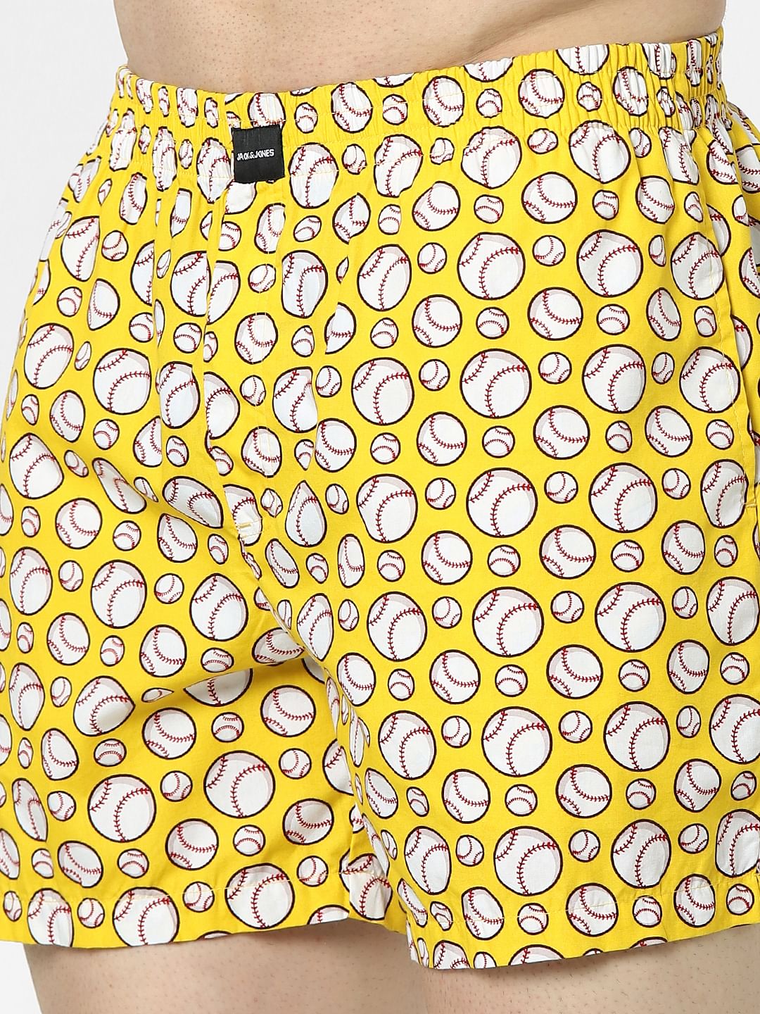 Yellow Baseball Print Boxers