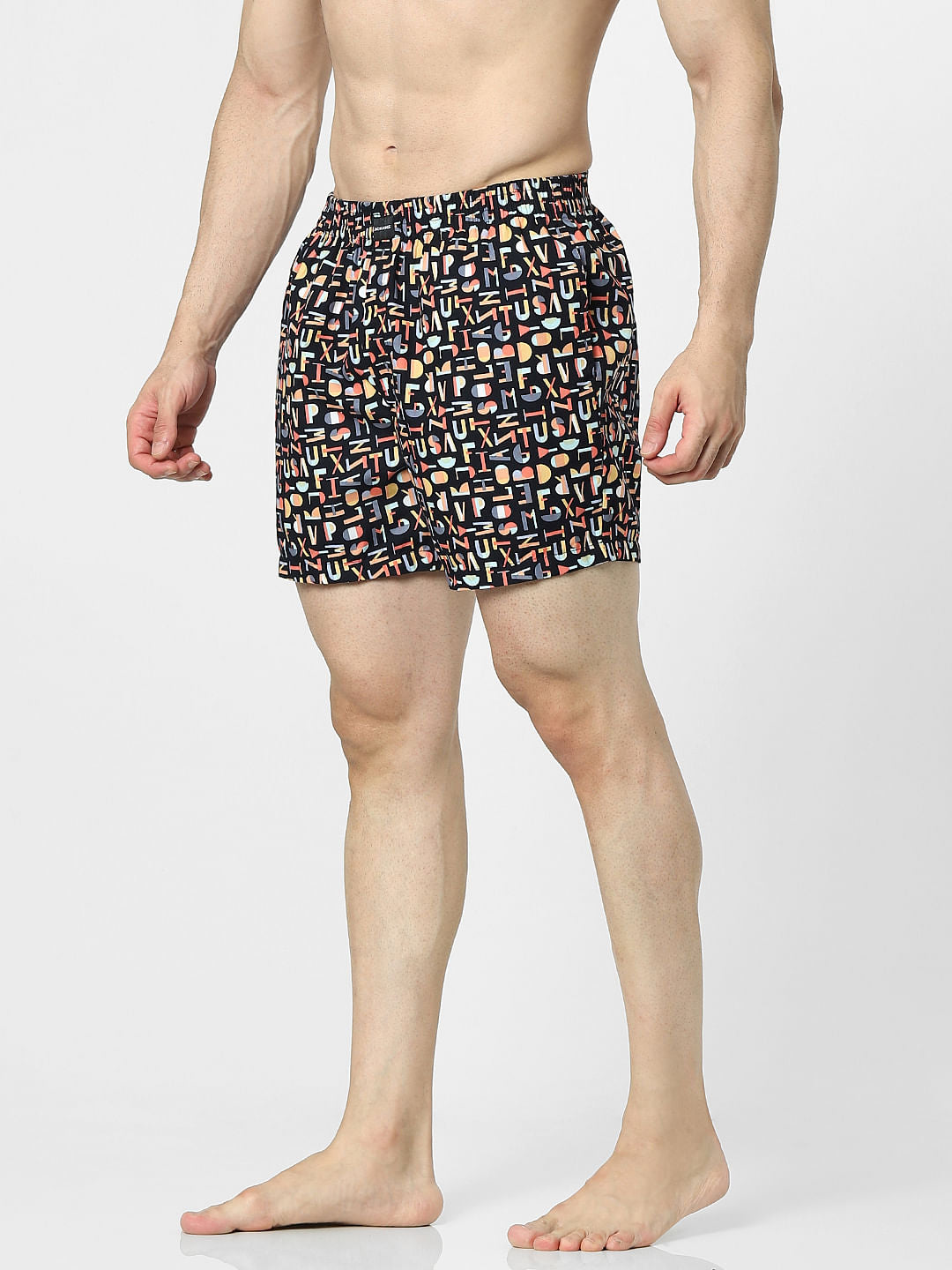 Black Text Print Boxers