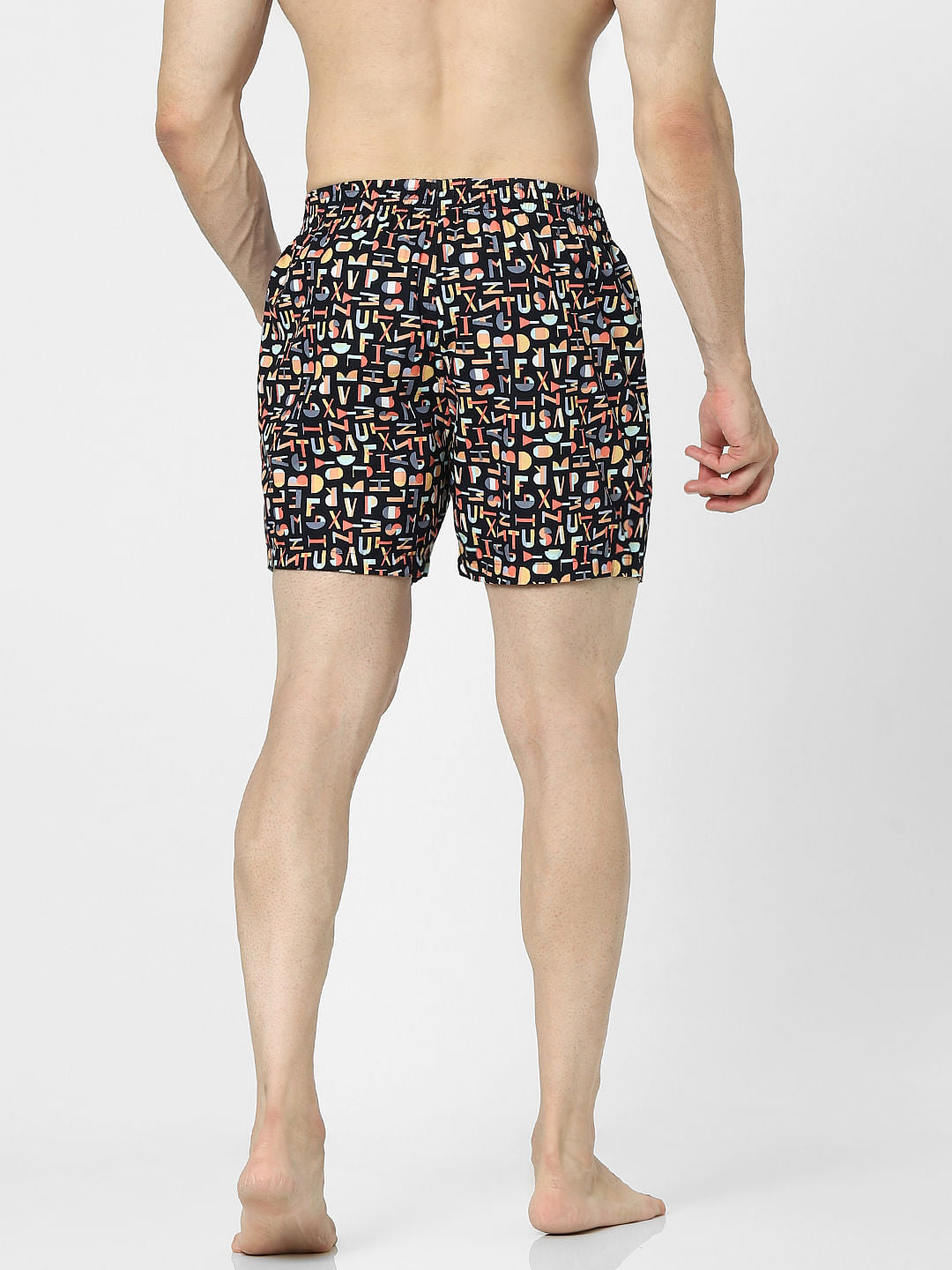 Black Text Print Boxers