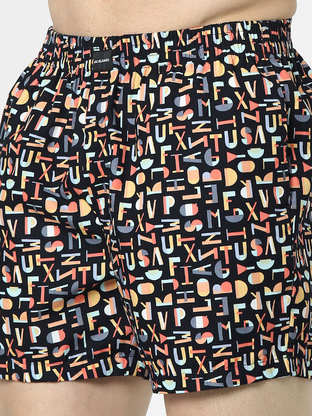Black Text Print Boxers