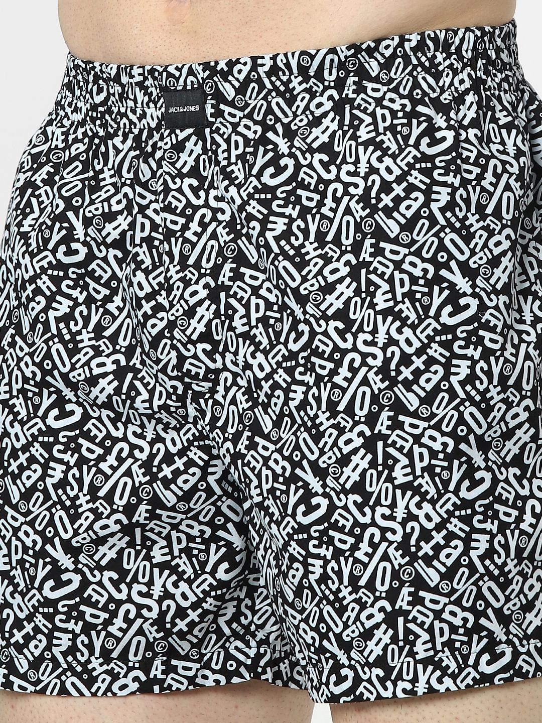Black Text Print Boxers