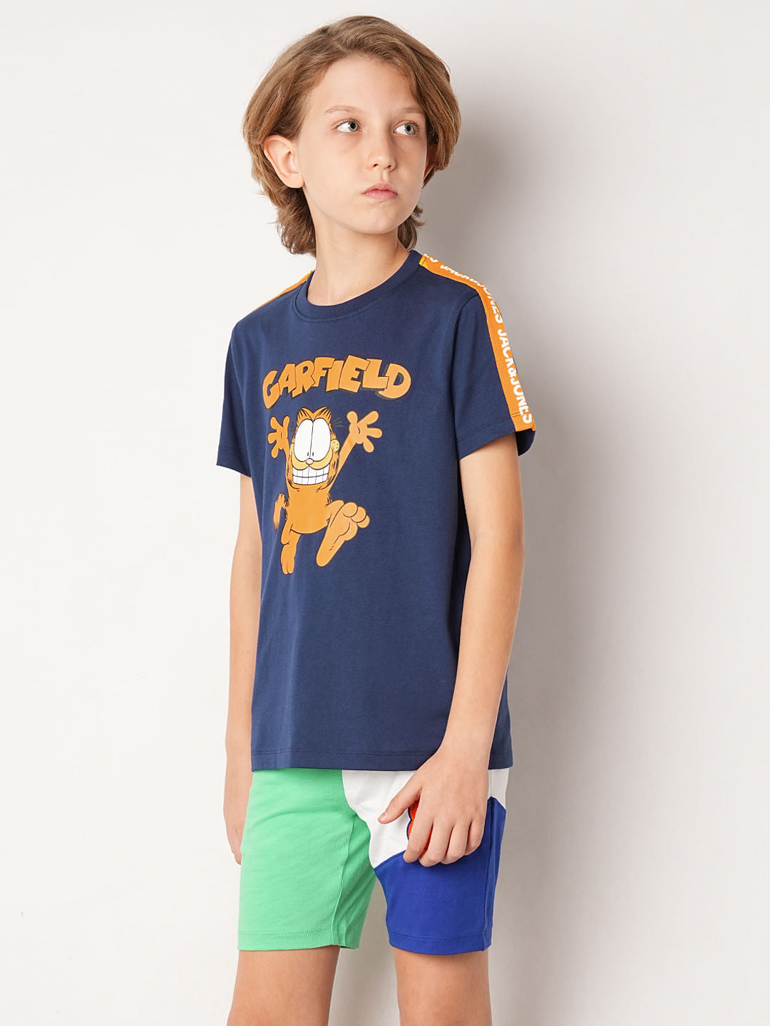 GARFIELD Blue Printed Cotton T-shirt