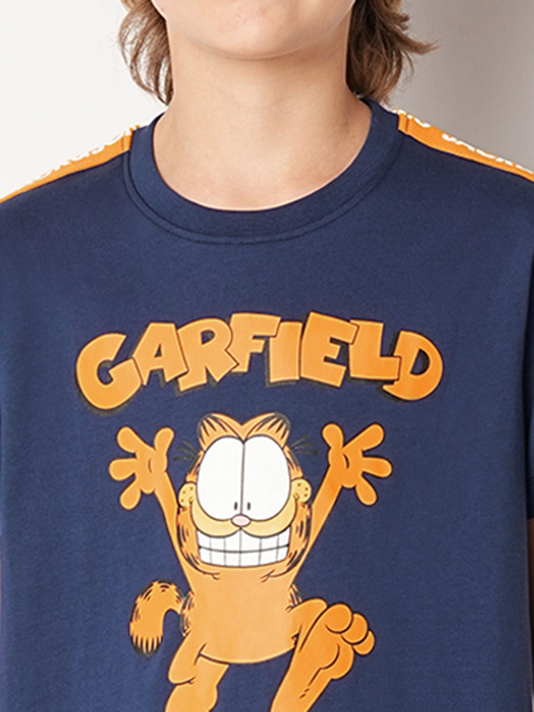 GARFIELD Blue Printed Cotton T-shirt