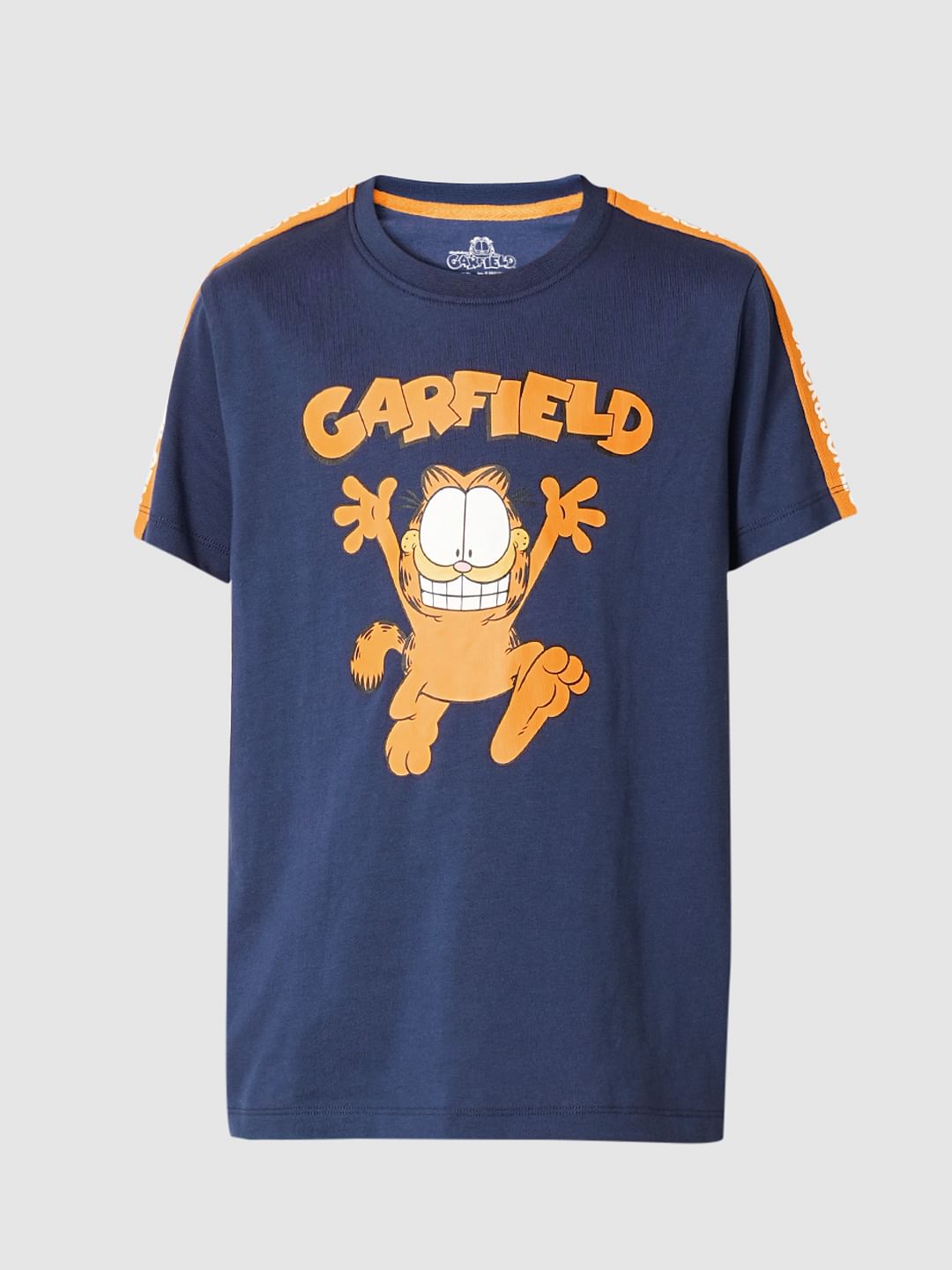 GARFIELD Blue Printed Cotton T-shirt