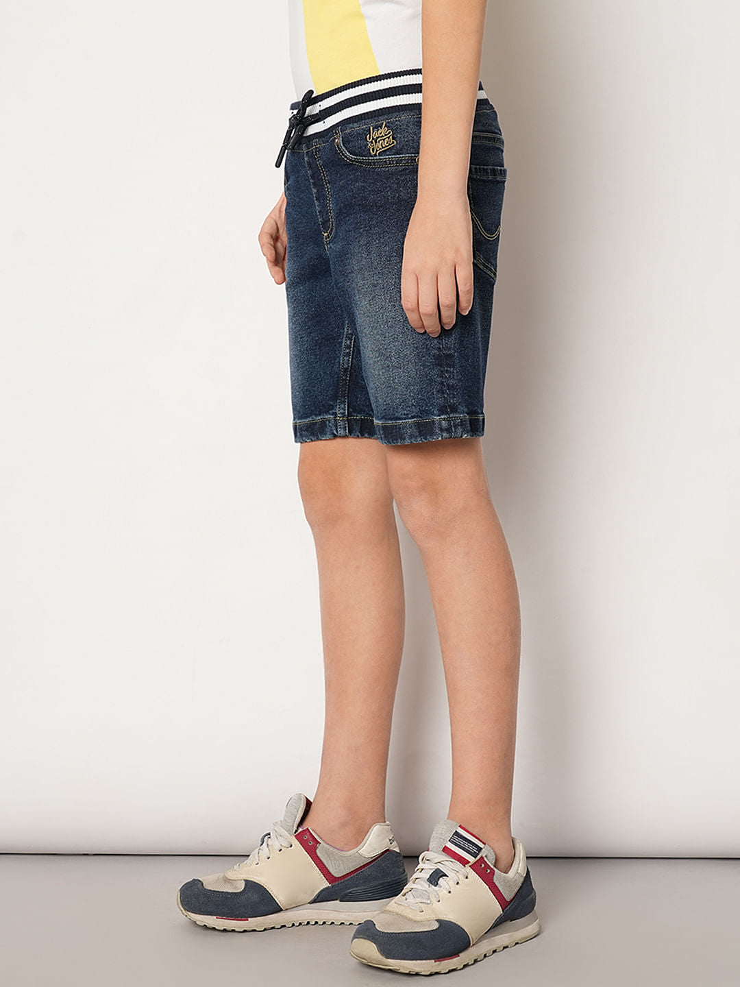Blue Mid Rise Denim Shorts