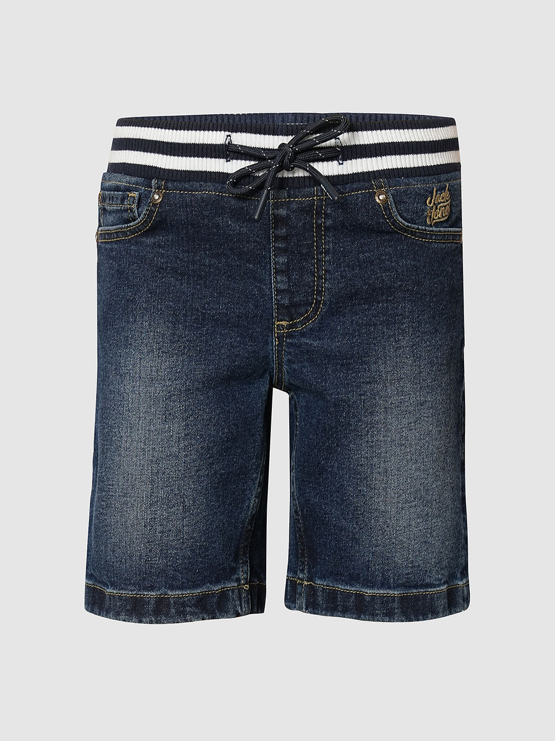 Blue Mid Rise Denim Shorts