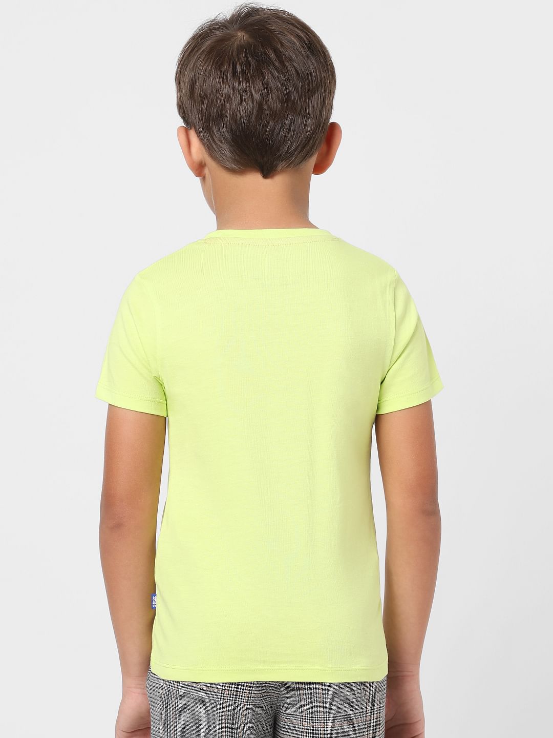 Boys Yellow Slogan Print Crew Neck T-shirt