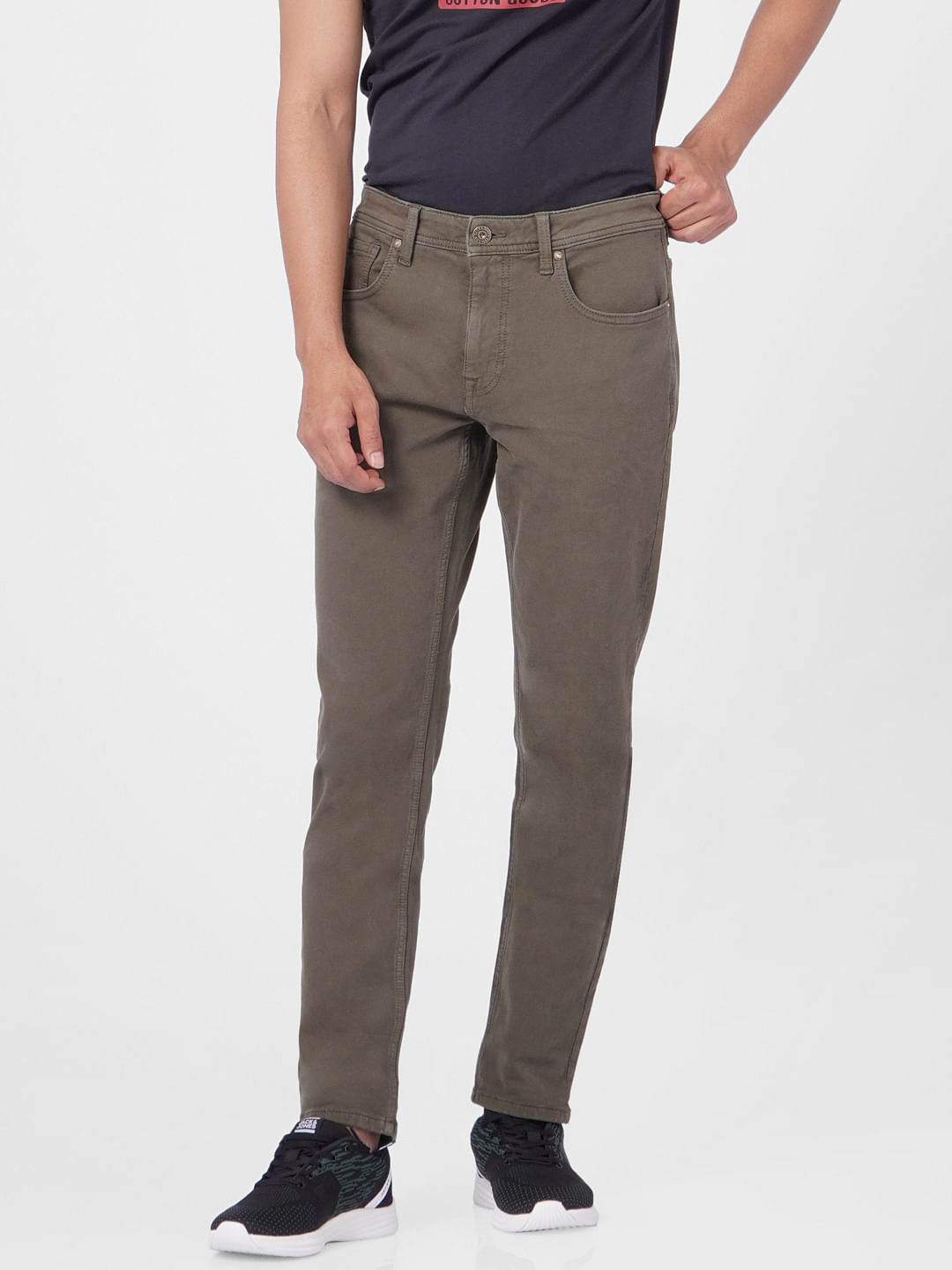 Dark Green Low Rise Pants