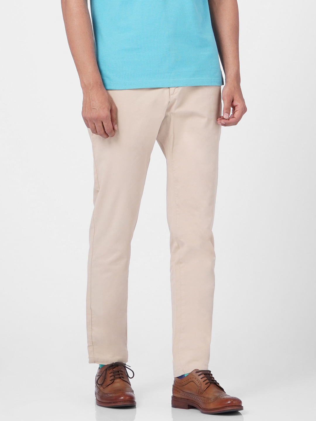 Beige Low Rise Pants