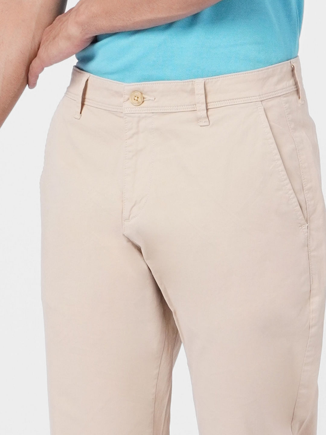 Beige Low Rise Pants