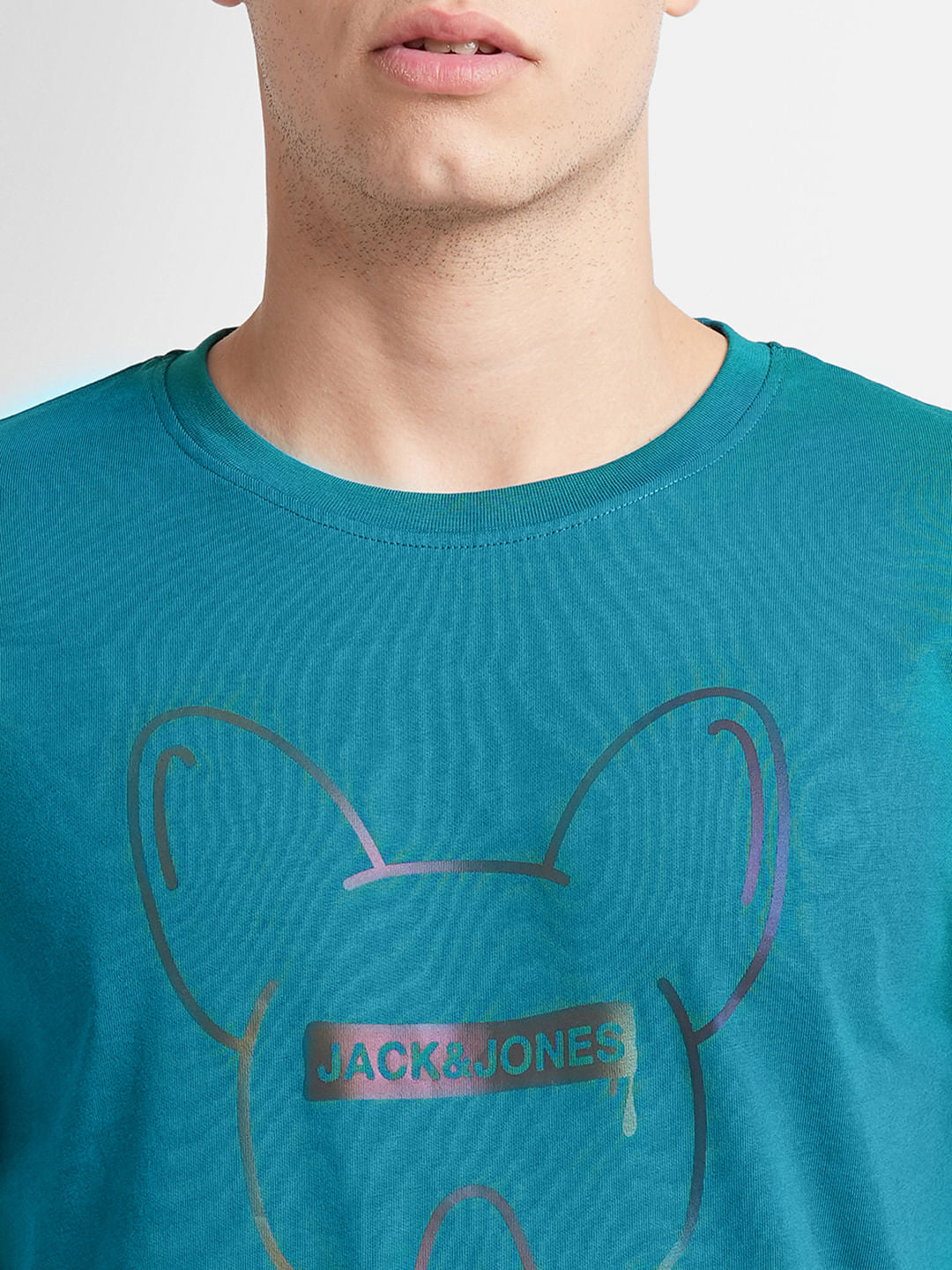 Blue Logo Print Crew Neck T-shirt