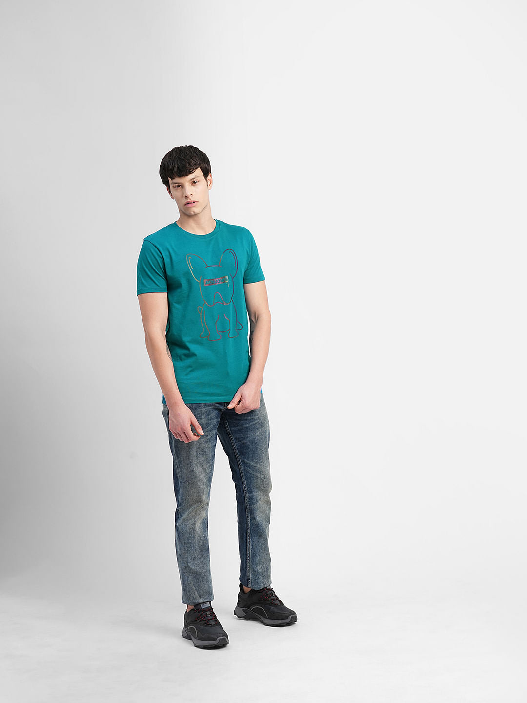Blue Logo Print Crew Neck T-shirt
