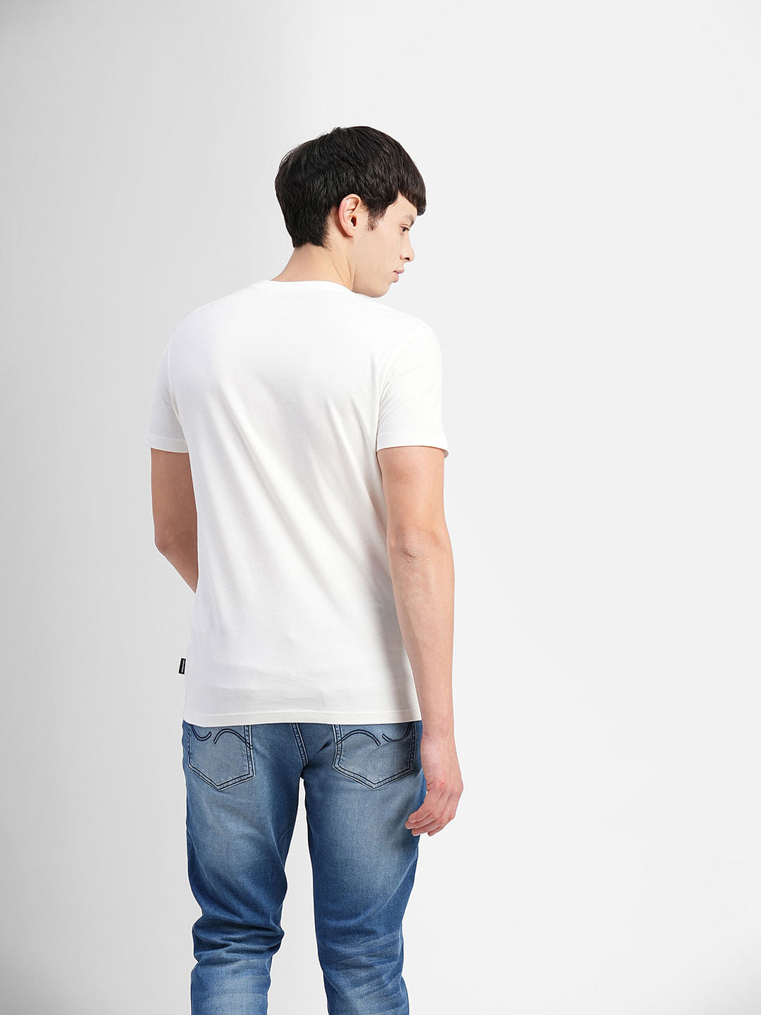 White Logo Print Crew Neck T-shirt