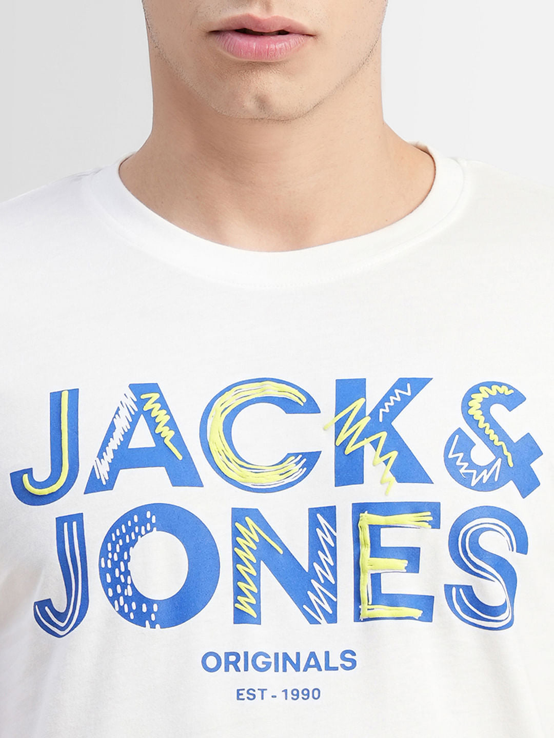White Logo Print Crew Neck T-shirt