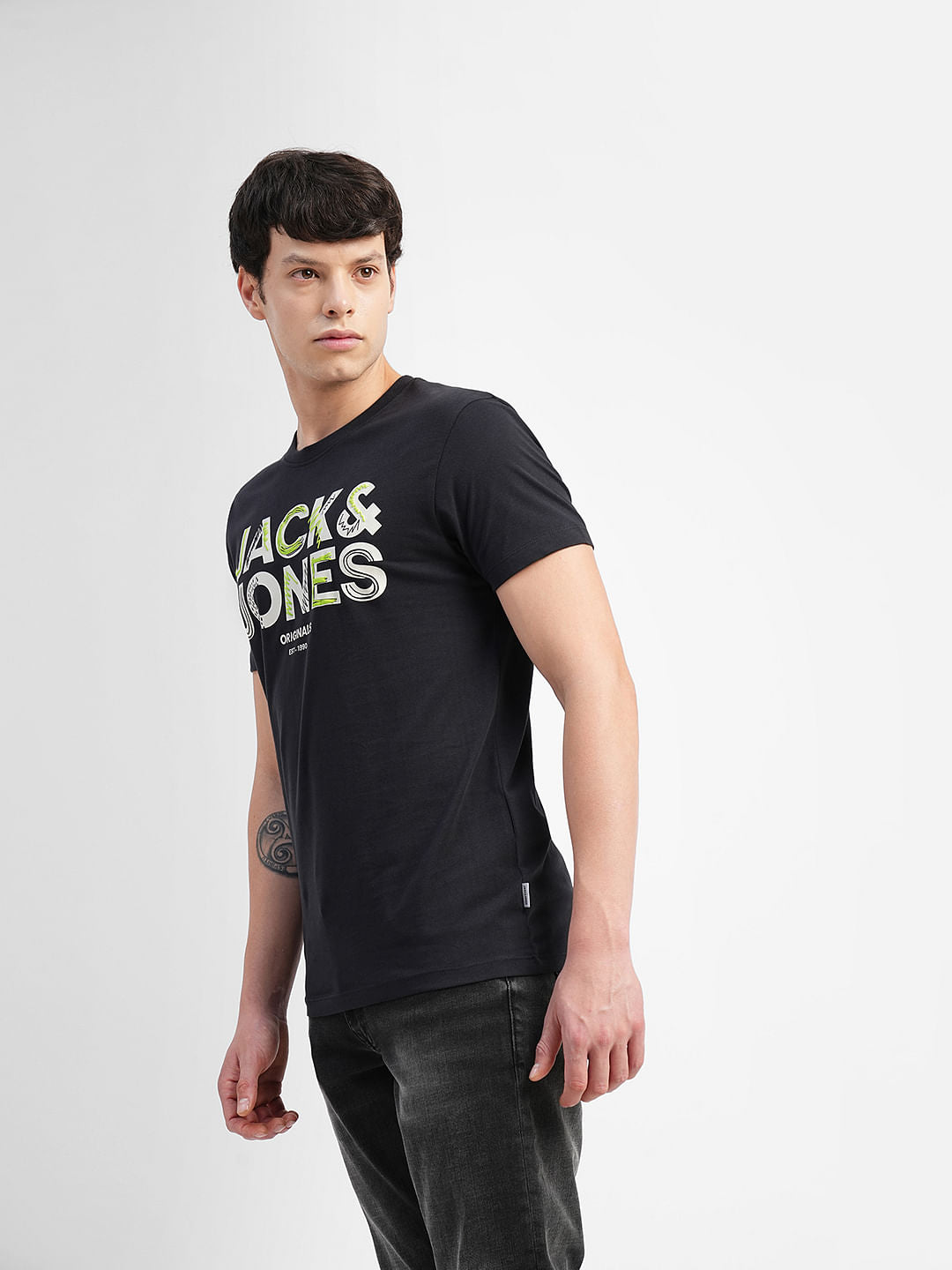 Black Logo Print Crew Neck T-shirt