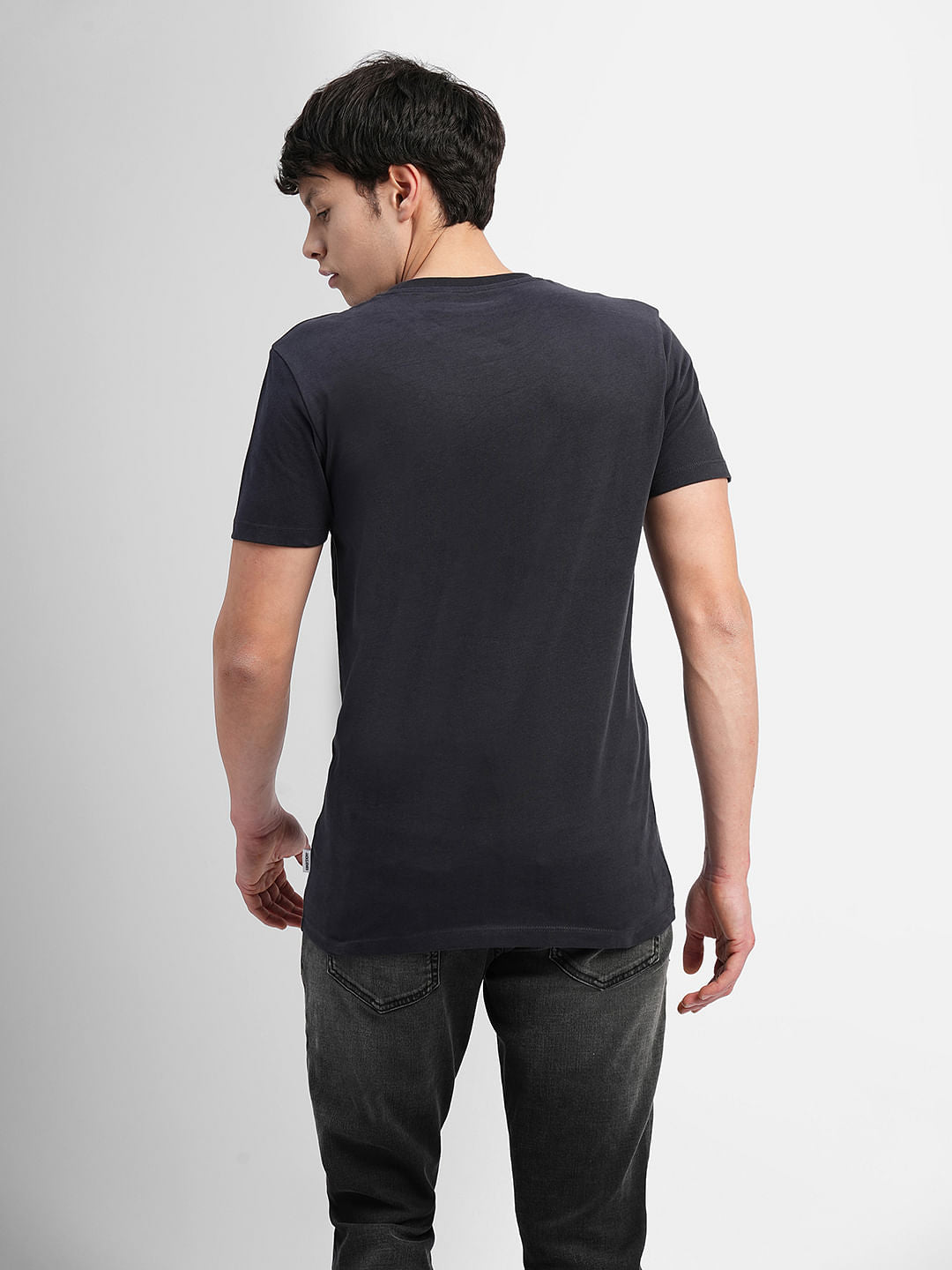 Black Typographic Print Crew Neck T-shirt