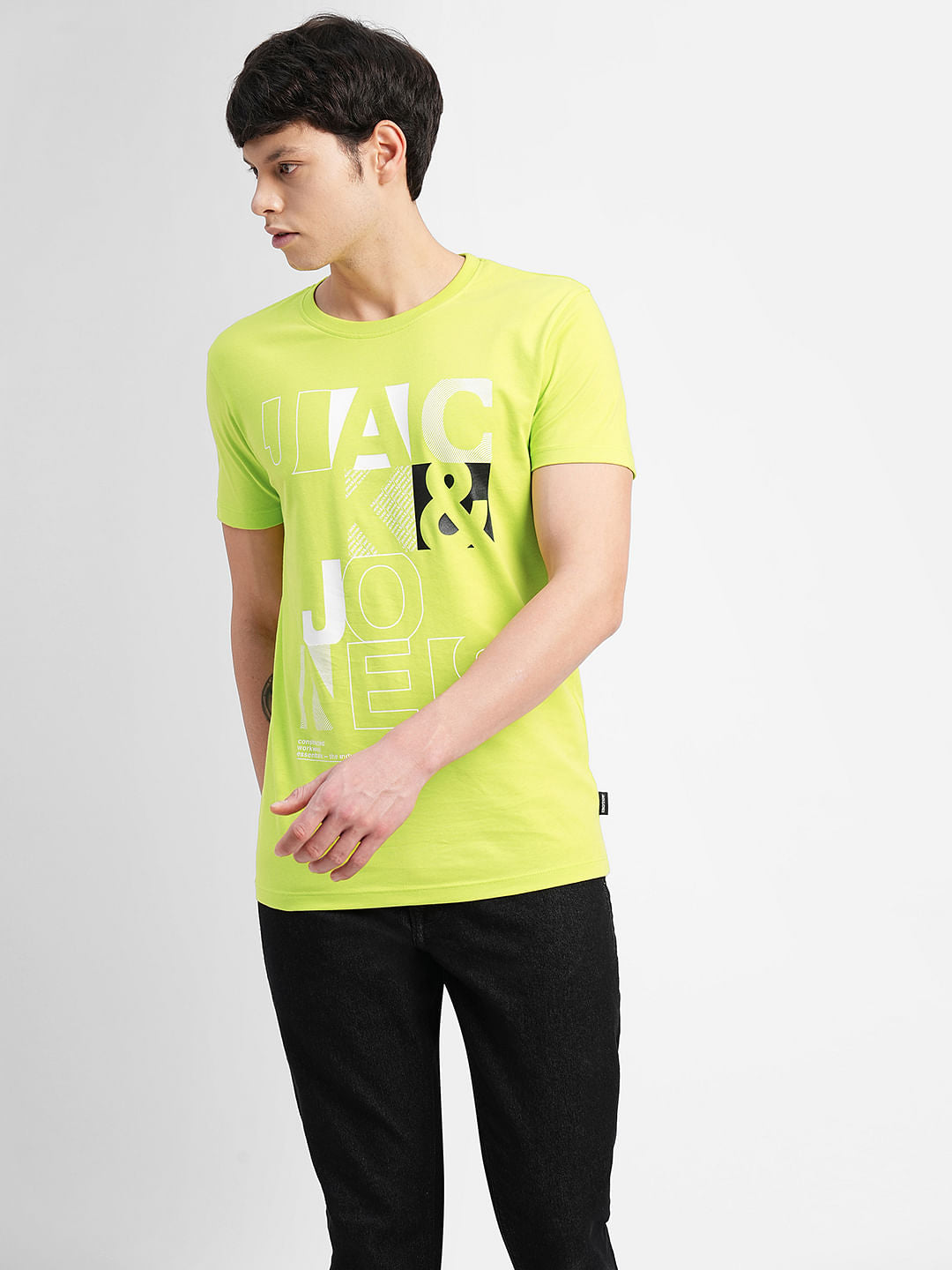 Bright Green Typographic Print Crew Neck T-shirt