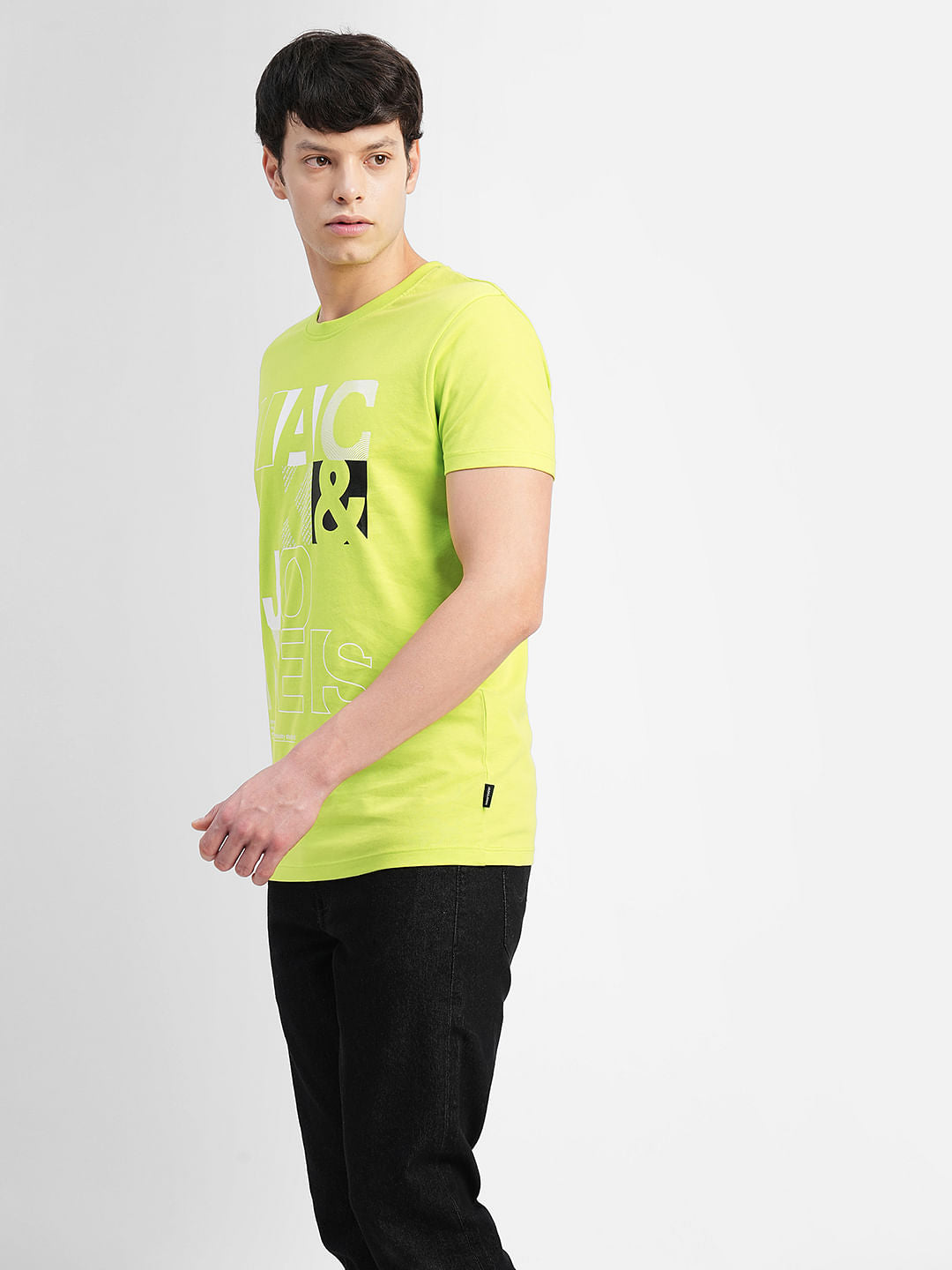 Bright Green Typographic Print Crew Neck T-shirt