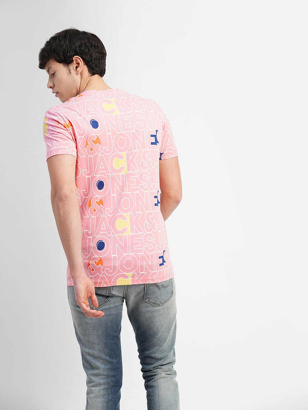 Pink Logo Print Crew Neck T-shirt