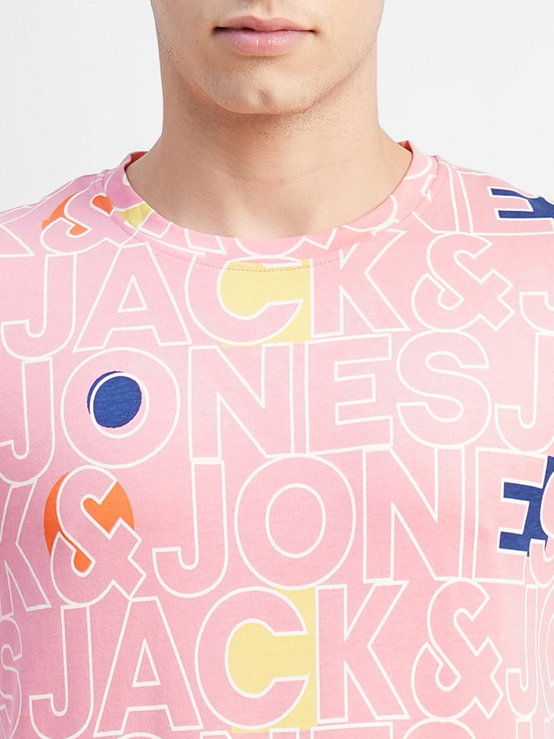 Pink Logo Print Crew Neck T-shirt