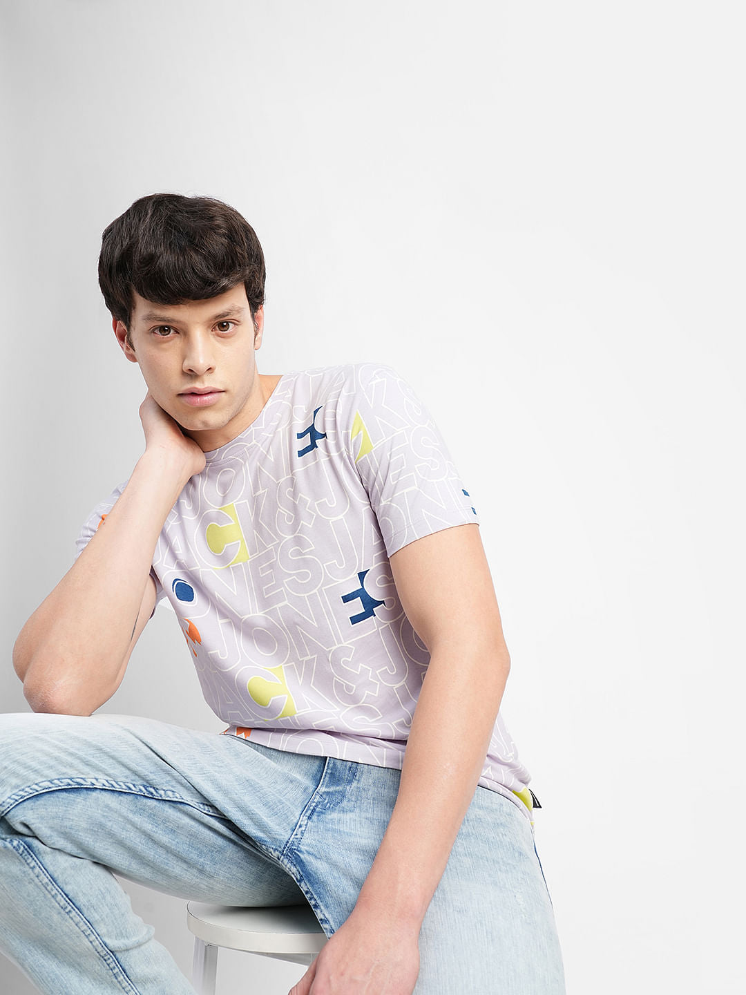 Lilac Logo Print Crew Neck T-shirt - S