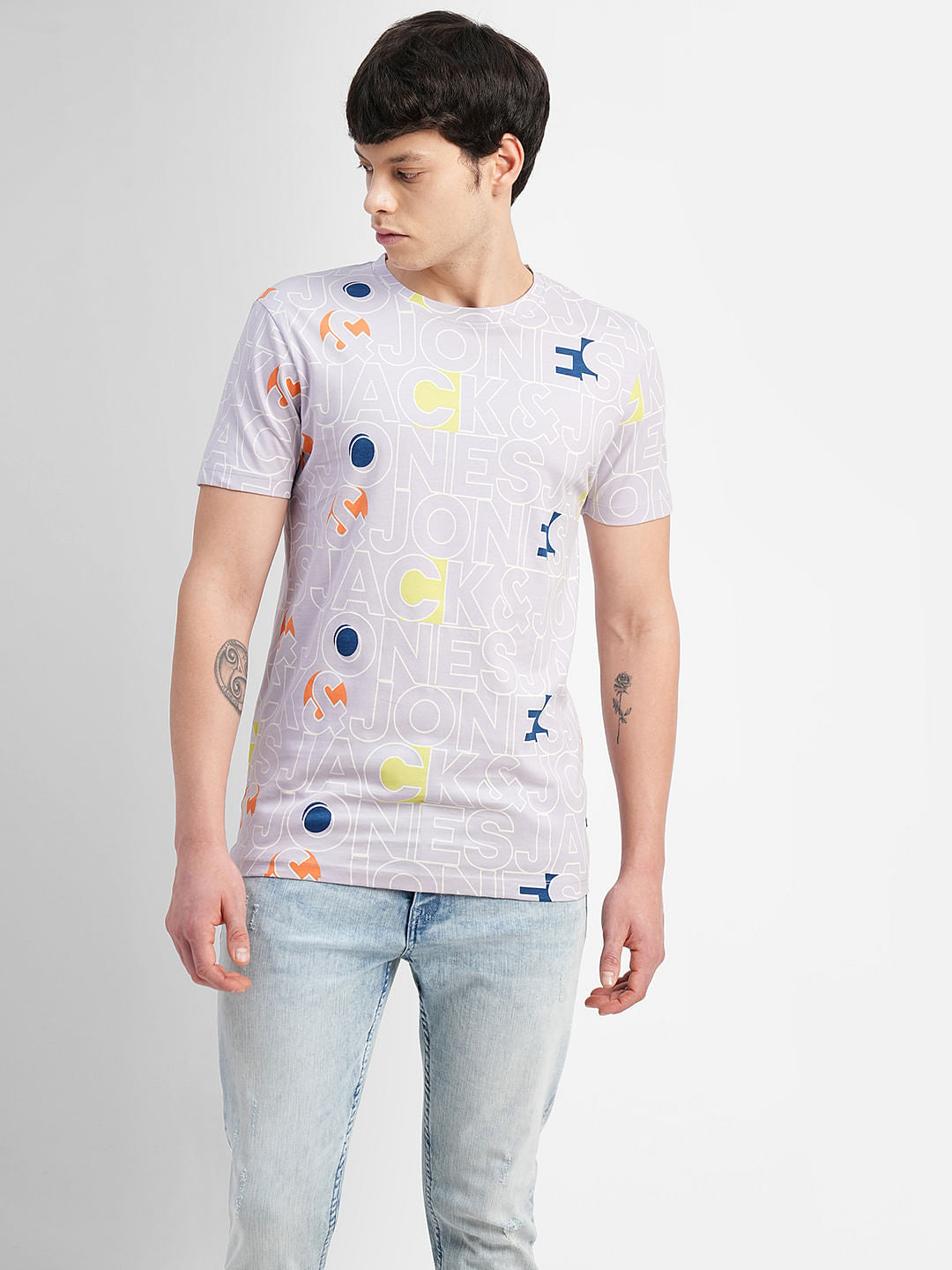 Lilac Logo Print Crew Neck T-shirt