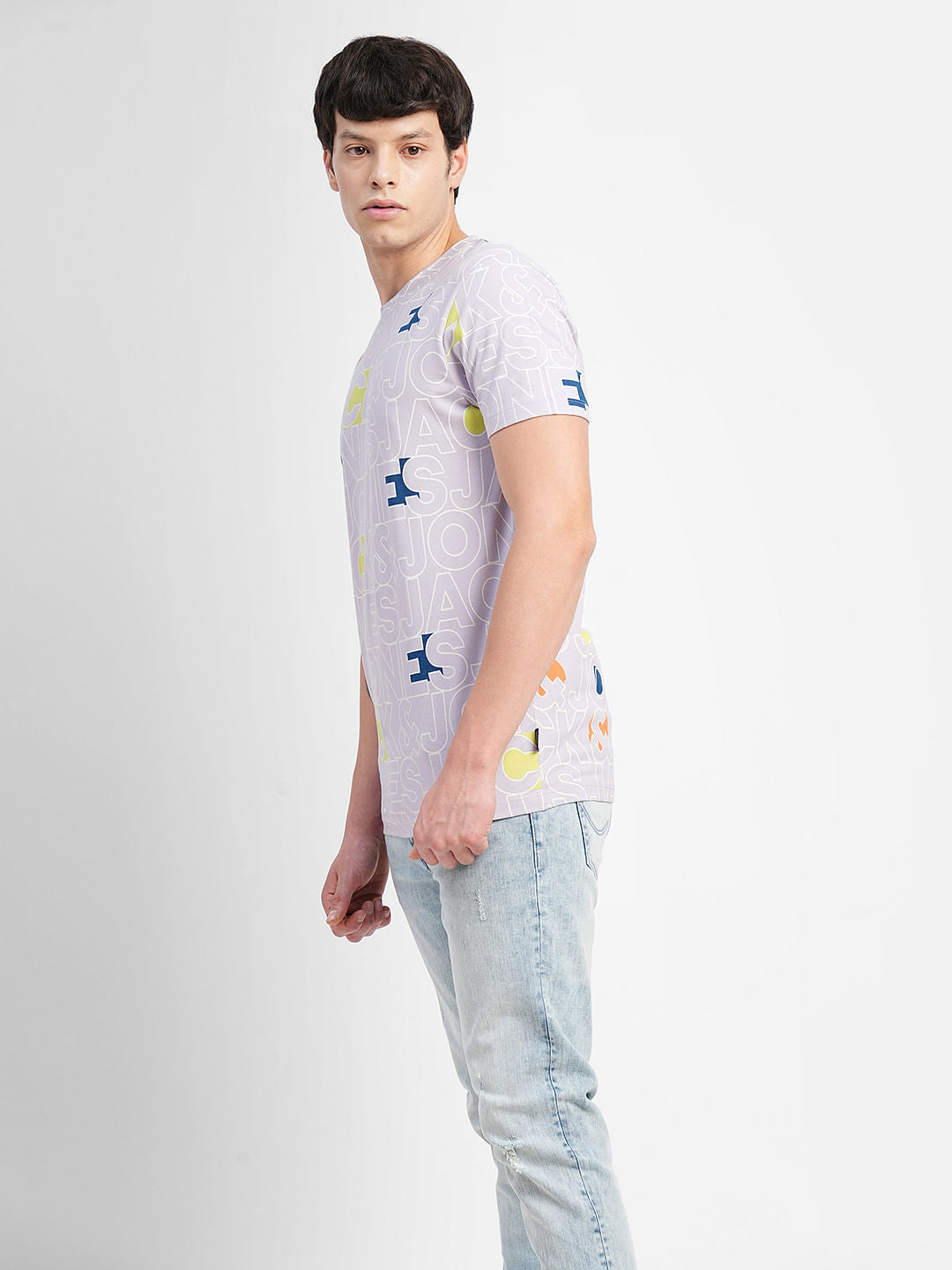 Lilac Logo Print Crew Neck T-shirt