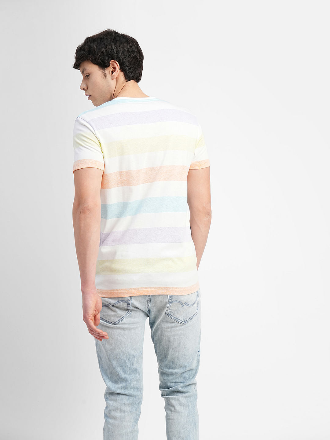 Purple Colourblocked Crew Neck T-shirt