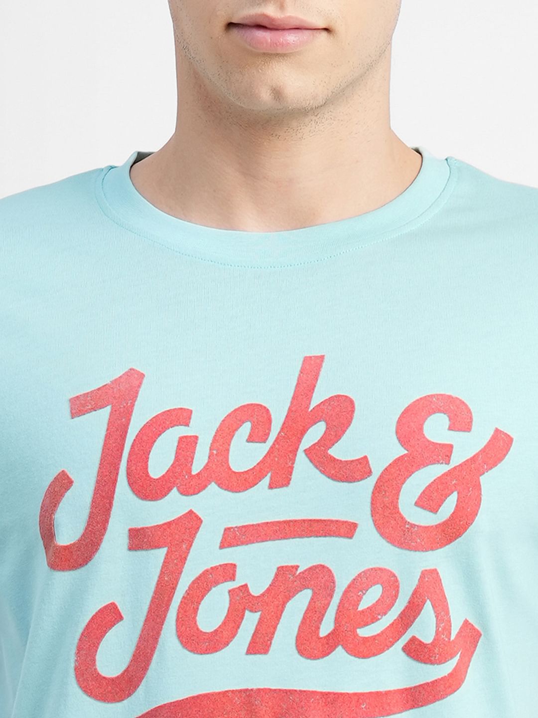 Blue Logo Print Crew Neck T-shirt