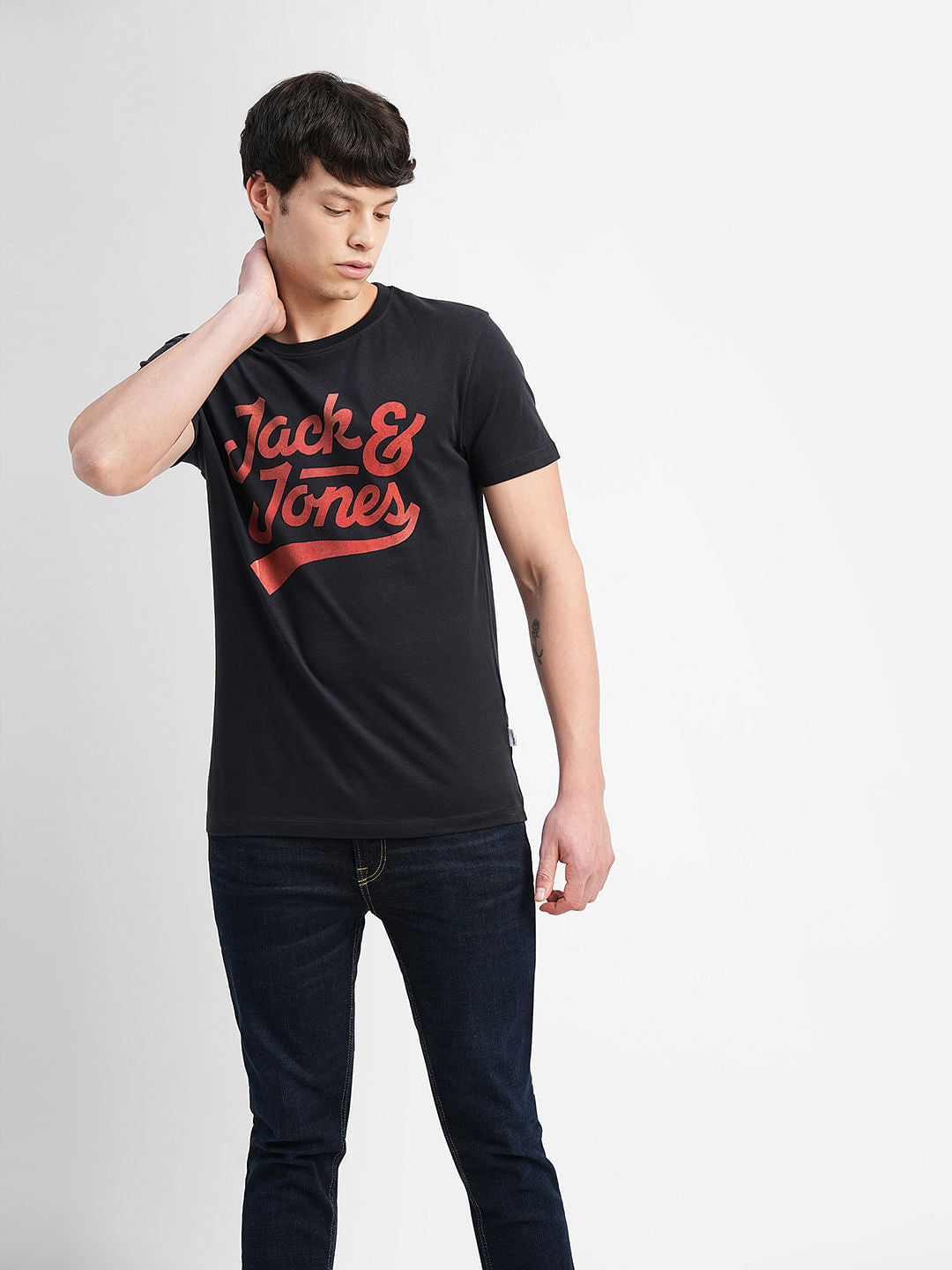 Black Logo Print Crew Neck T-shirt