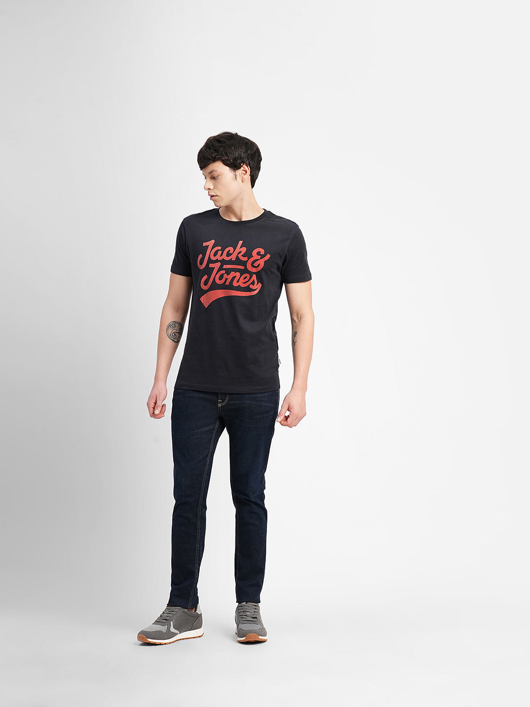 Black Logo Print Crew Neck T-shirt
