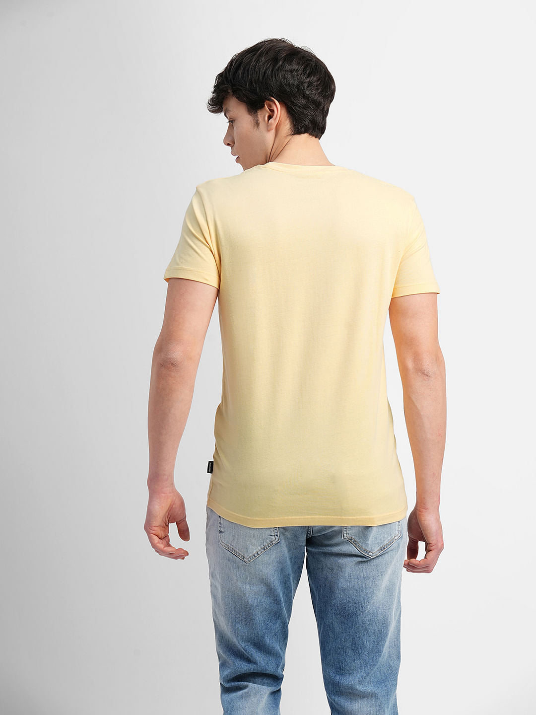 Yellow Logo Print Crew Neck T-shirt