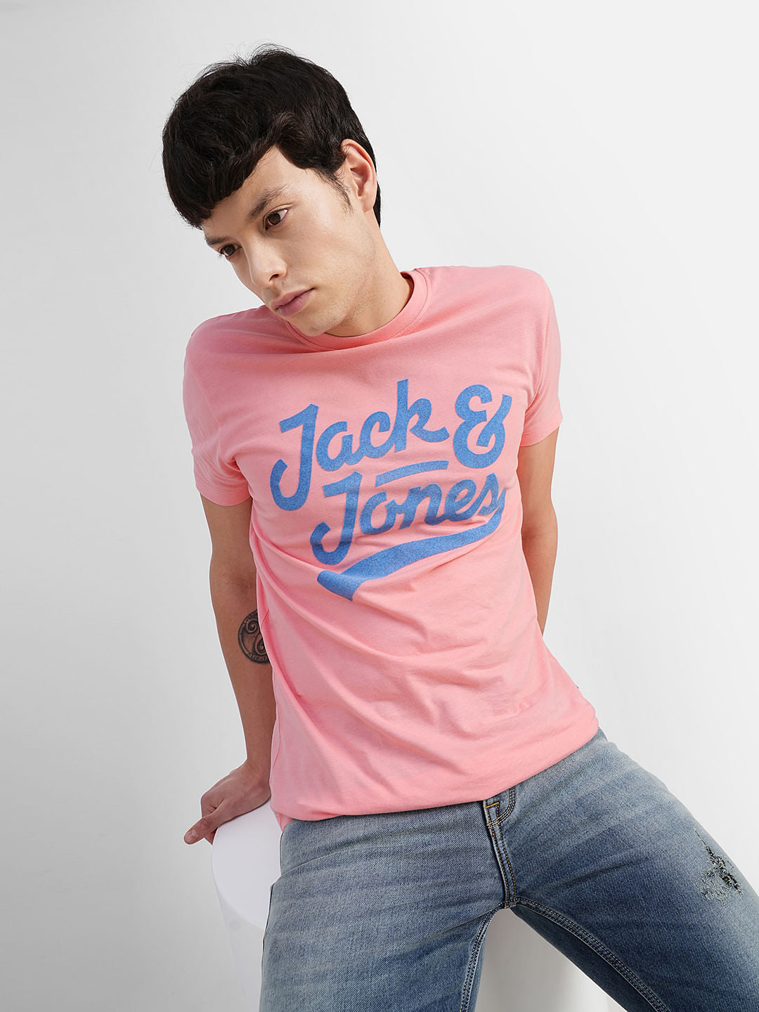Pink Logo Print Crew Neck T-shirt - S
