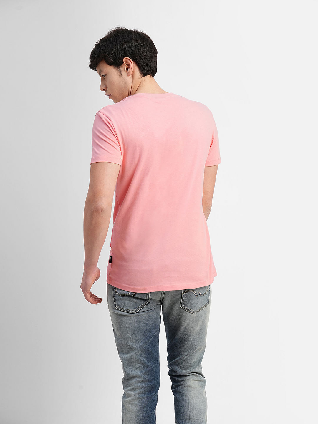 Pink Logo Print Crew Neck T-shirt