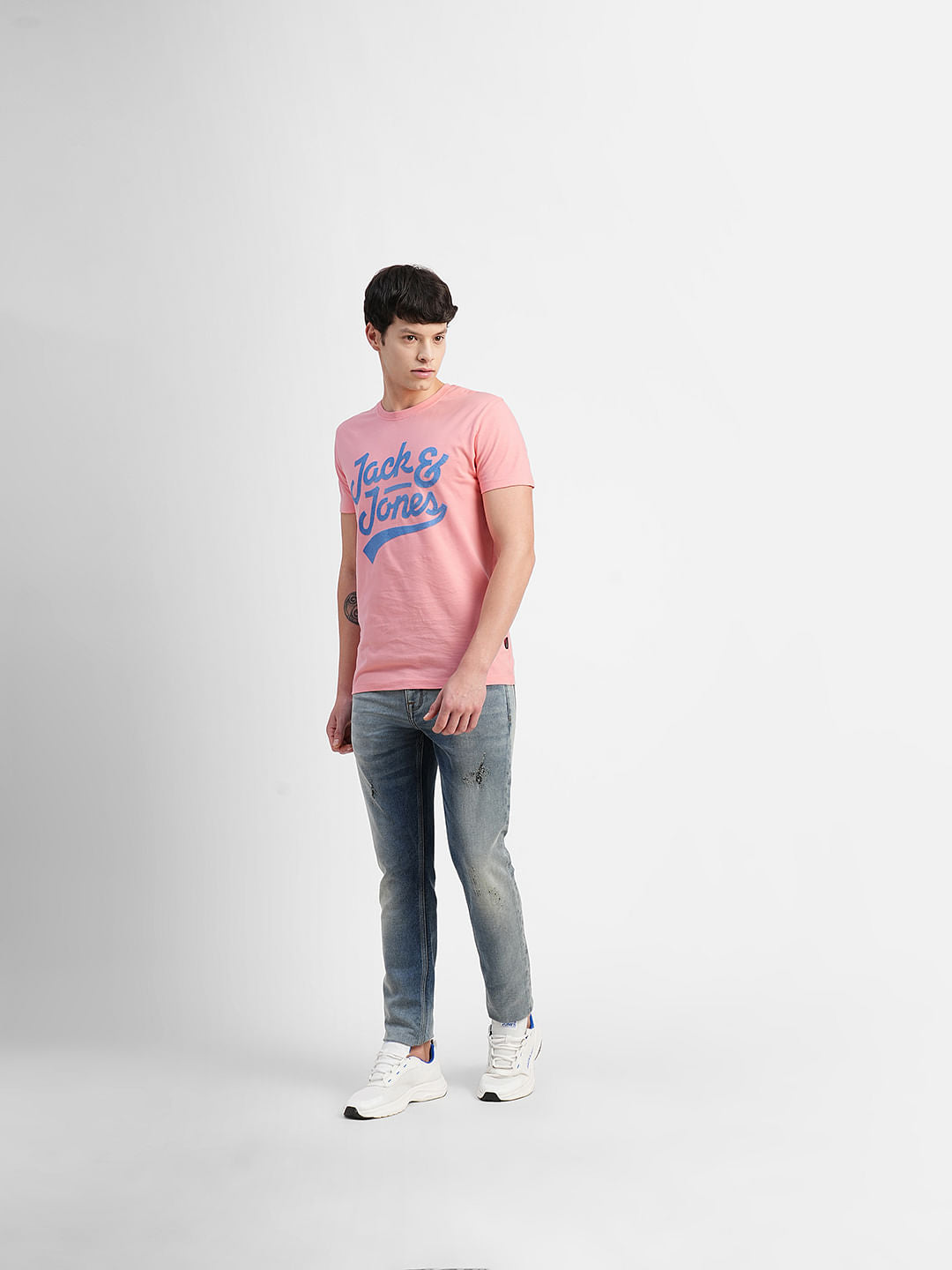 Pink Logo Print Crew Neck T-shirt