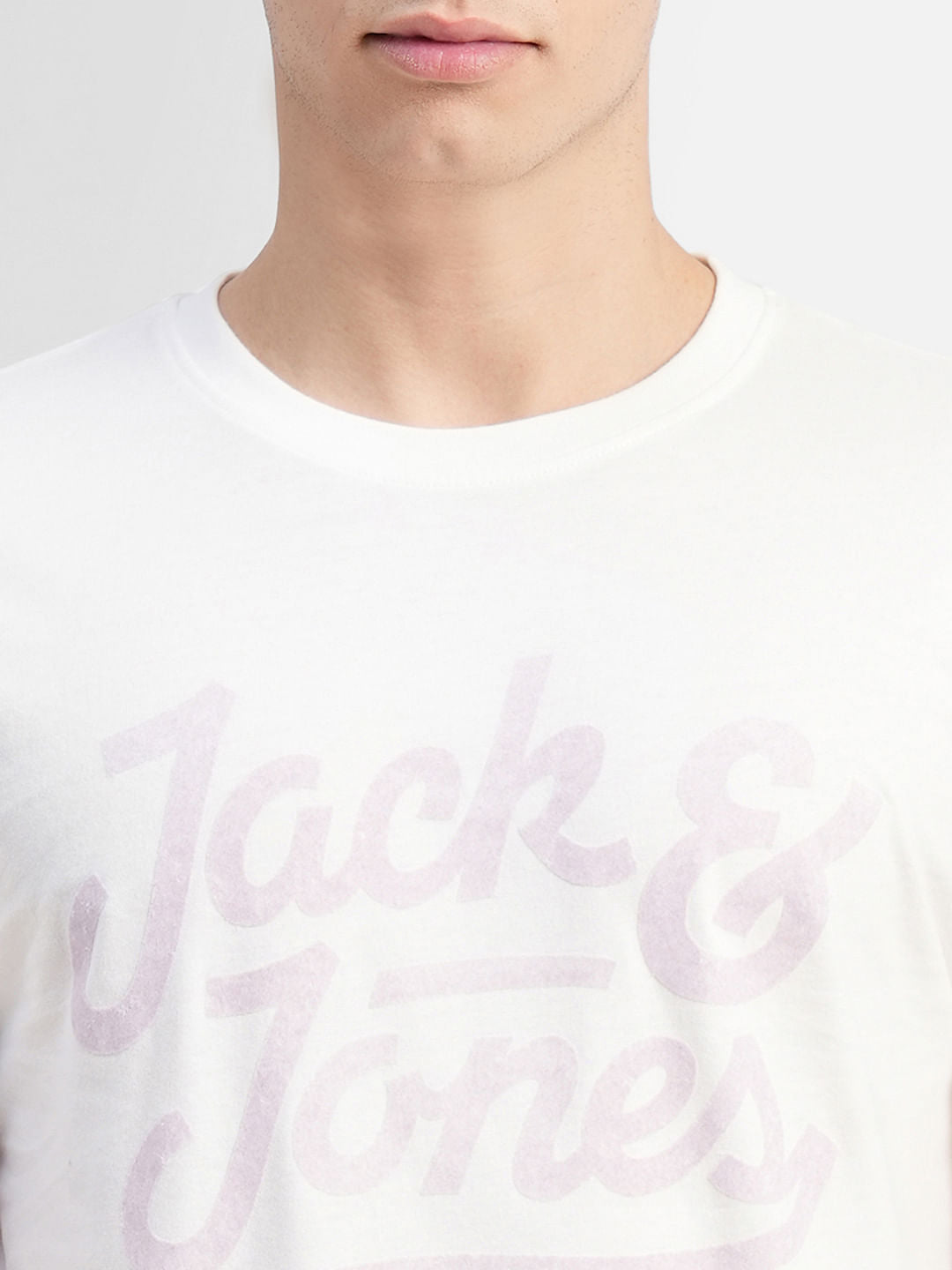 White Logo Print Crew Neck T-shirt