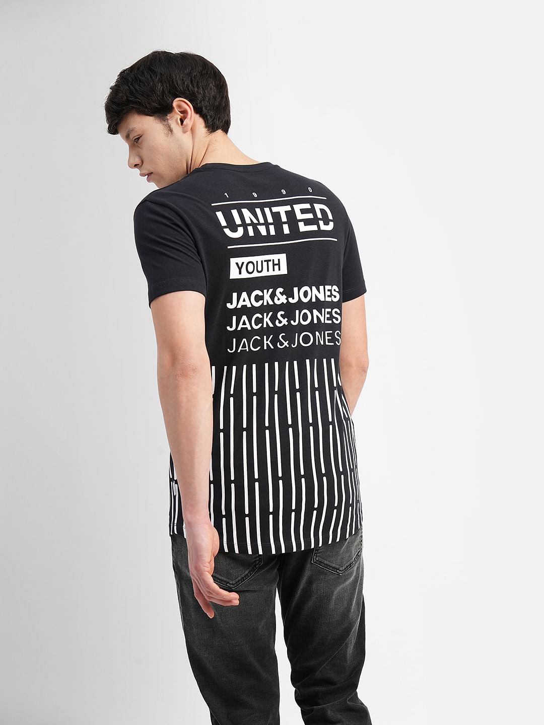 Black Typographic Logo Crew Neck T-shirt