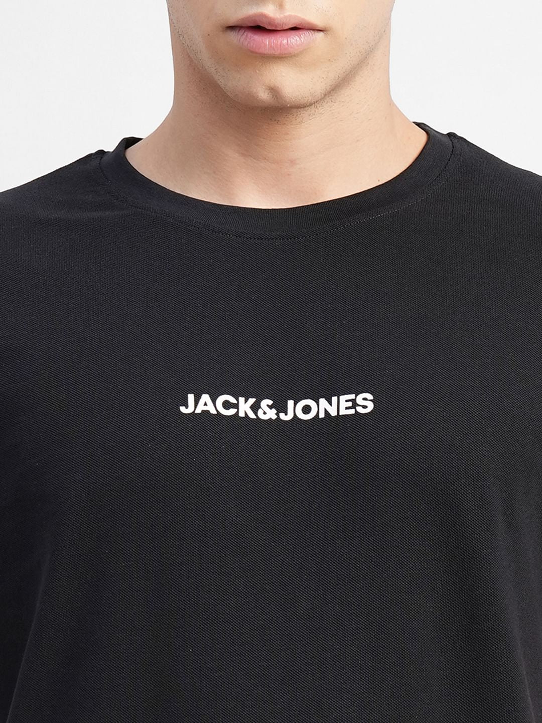 Black Typographic Logo Crew Neck T-shirt