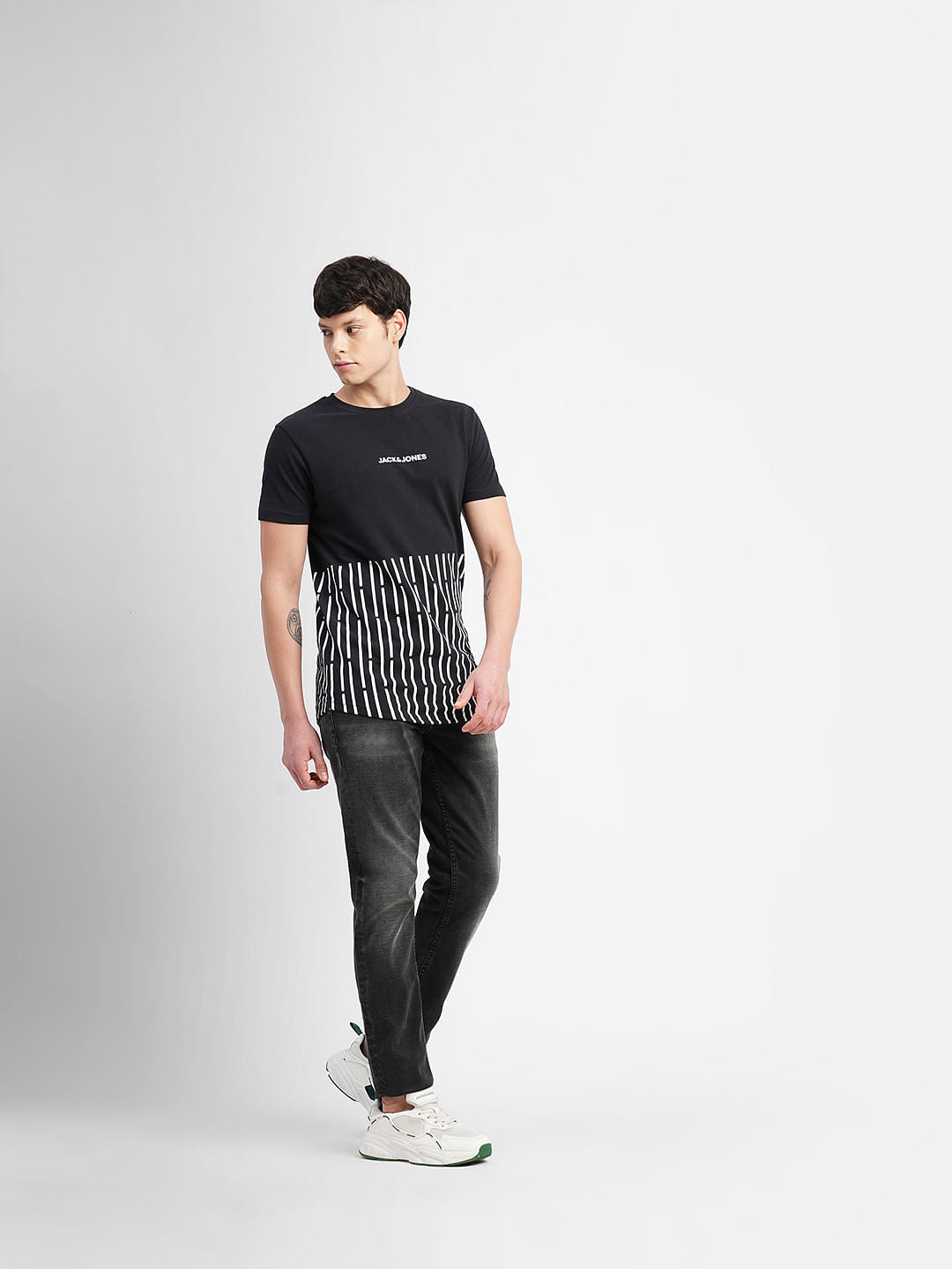 Black Typographic Logo Crew Neck T-shirt