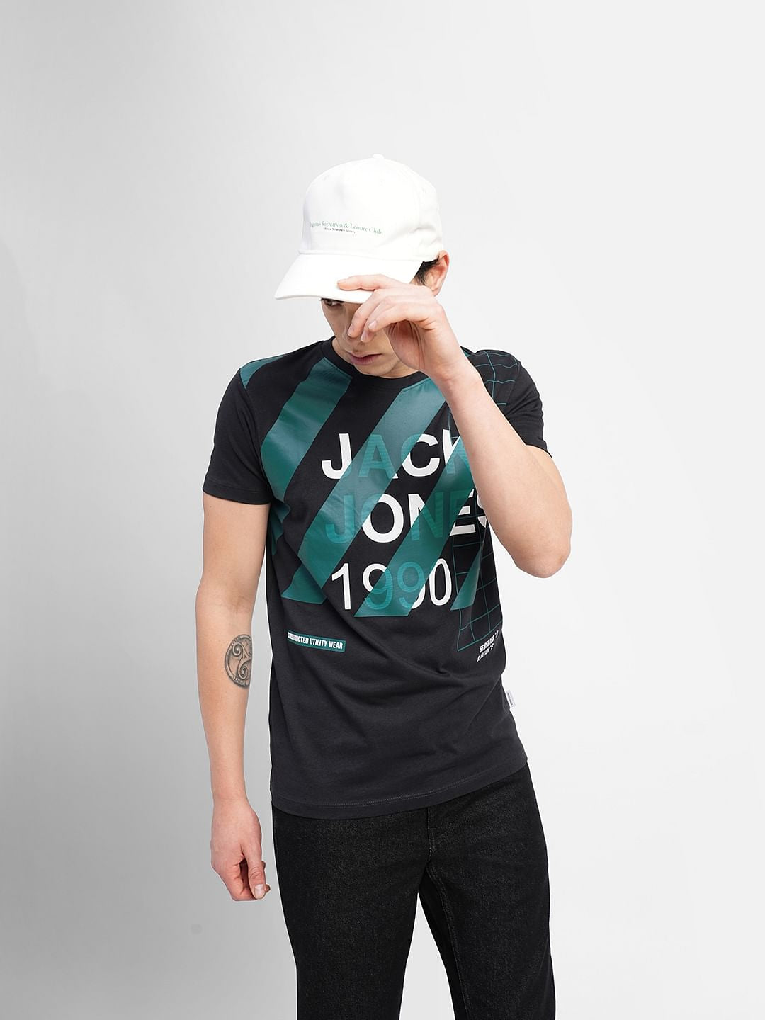 Black Typographic Logo Crew Neck T-shirt