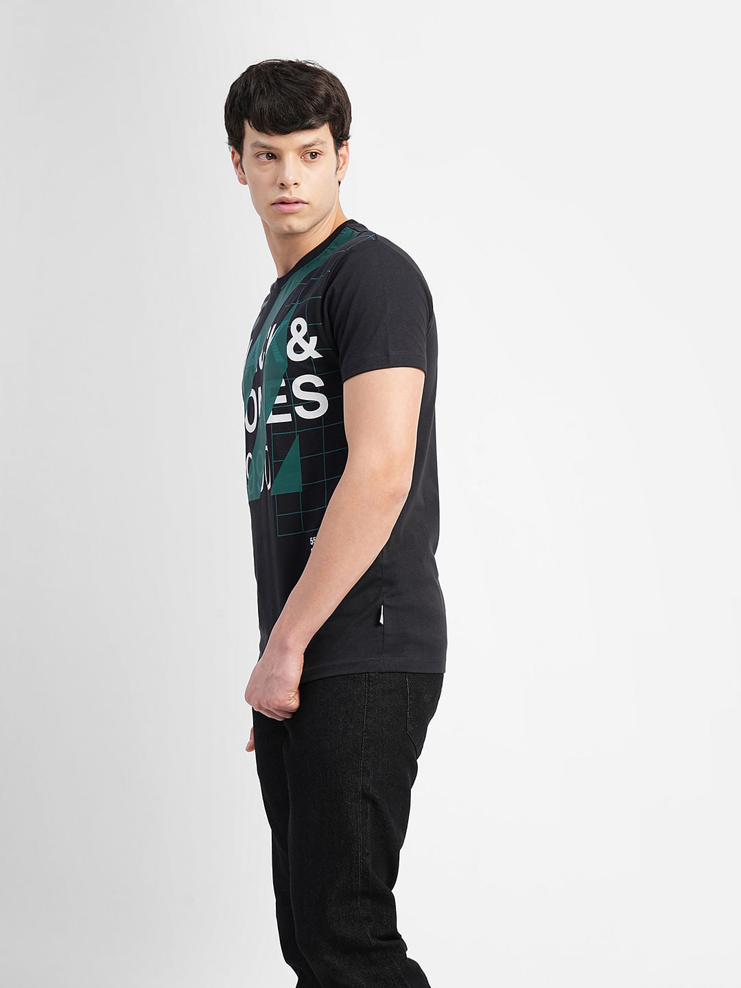 Black Typographic Logo Crew Neck T-shirt