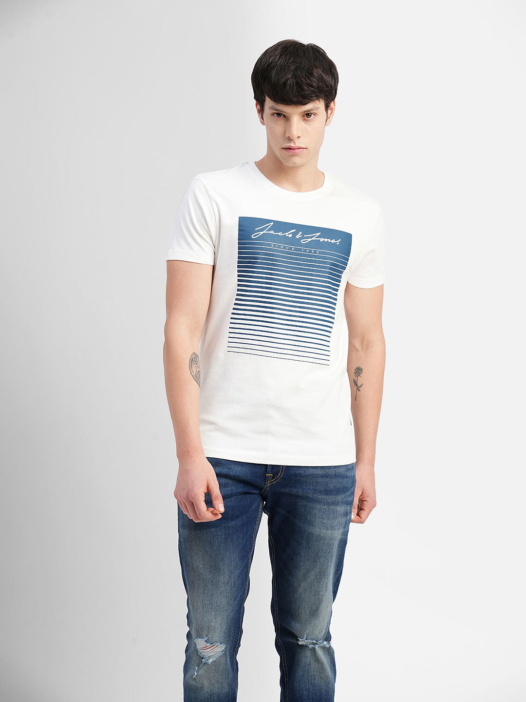 White Graphic Print Crew Neck T-shirt