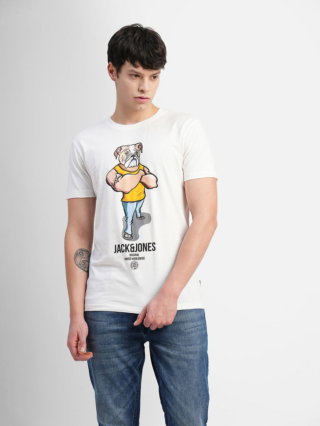 White Graphic Print Crew Neck T-shirt